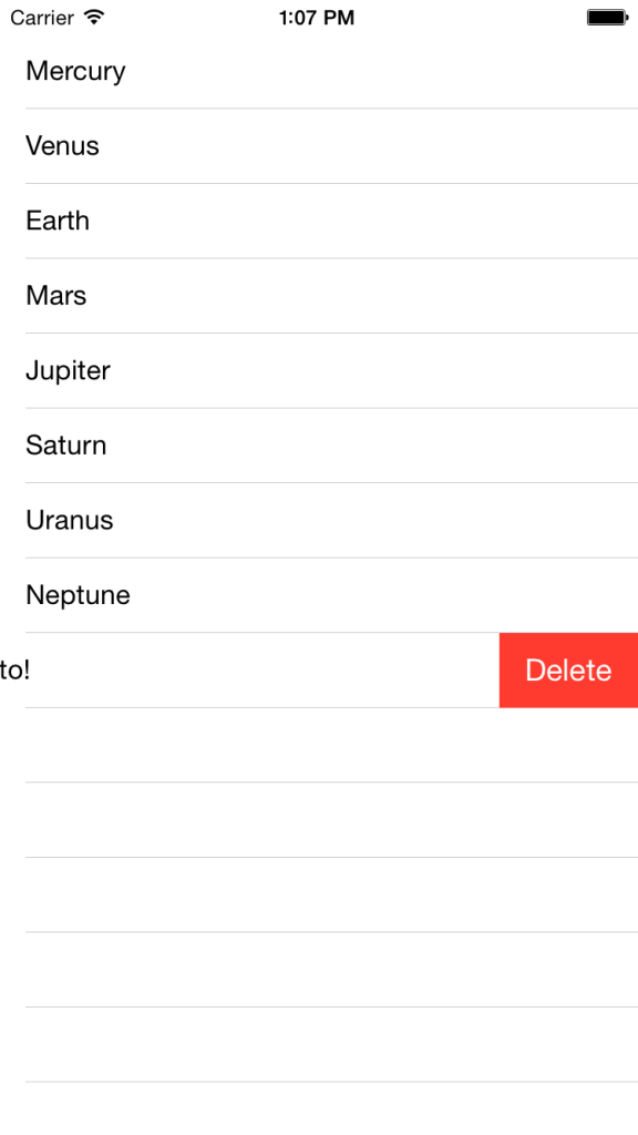 Table View - Delete Button Revealed
