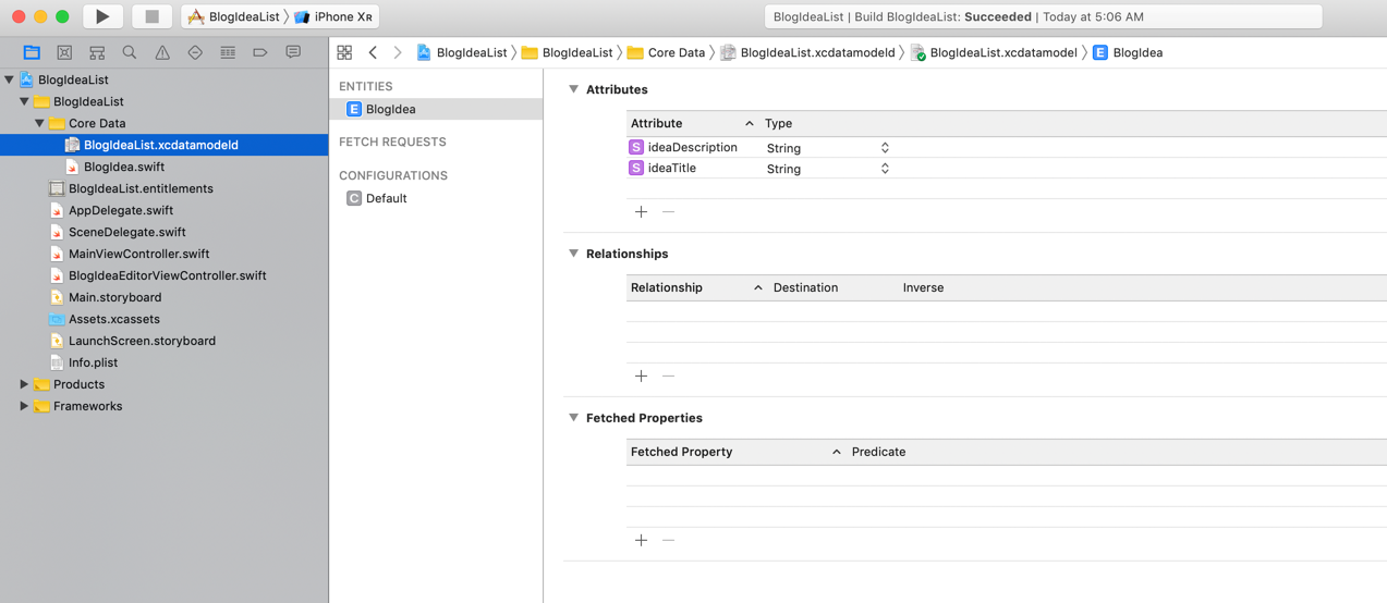 BlogIdea Data Model