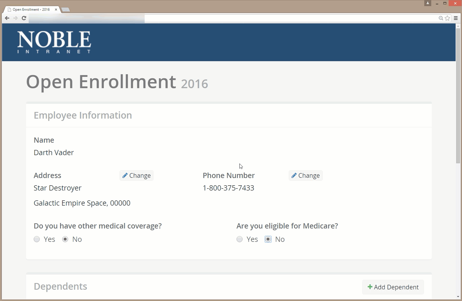 Open Enrollment Change Dependents