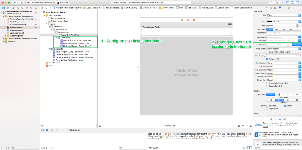 Configure Text Field Constraints and Border