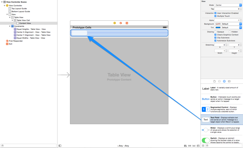 Drag Text Field to Cell