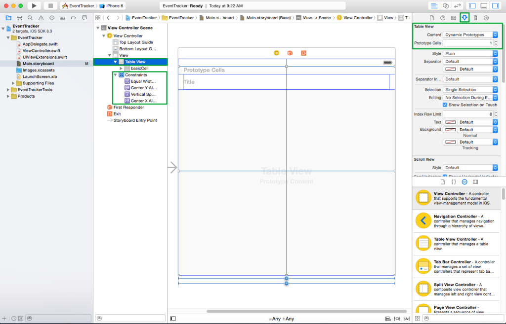 Table view in Storyboard