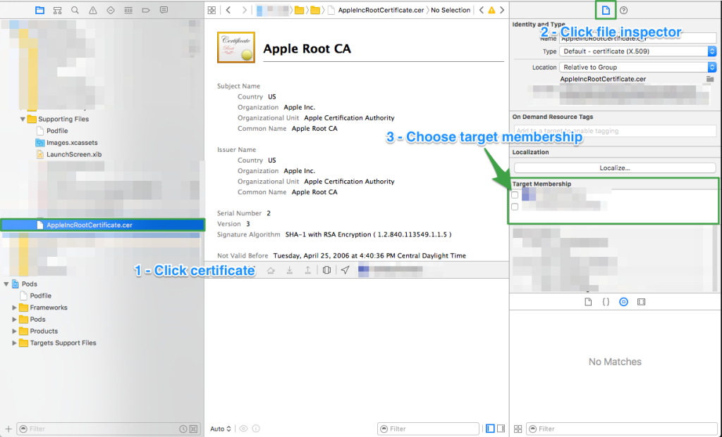 Apple Root Certificate Target Membership