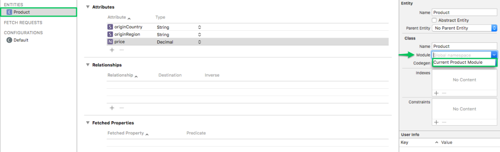 Choose "Current Product Module" as module value